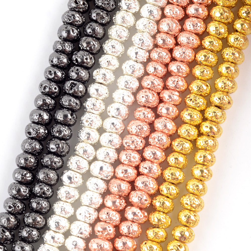 Plated Lava Rondelle Beads 4x6mm 5x8mm 6x10mm 15''