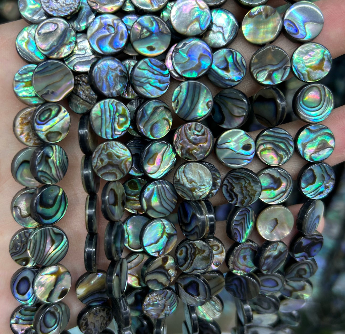 Abalone Shell Beads Flat Coin Beads 6mm 8mm 10mm 12mm 14mm 16mm 15''