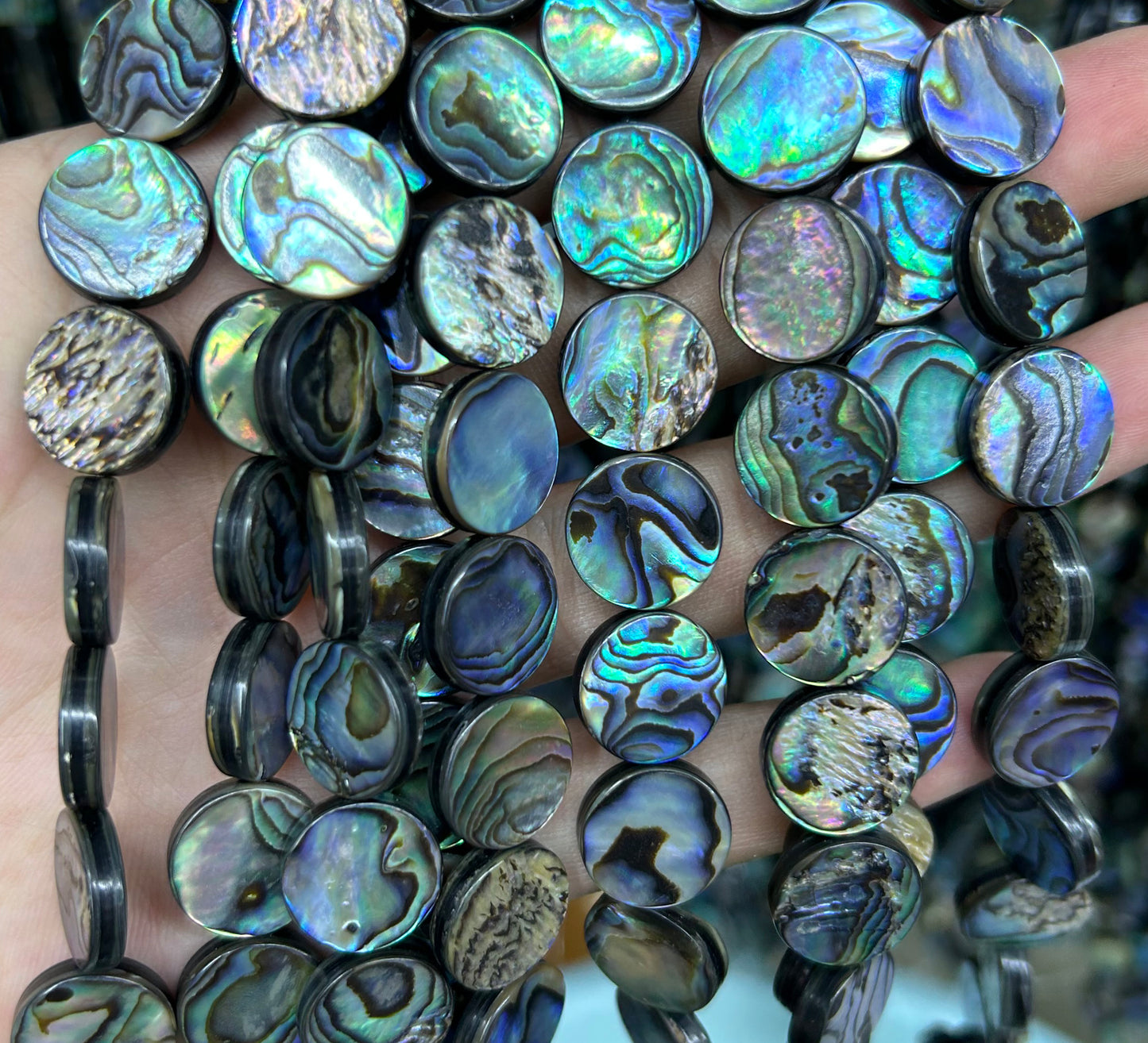 Abalone Shell Beads Flat Coin Beads 6mm 8mm 10mm 12mm 14mm 16mm 15''