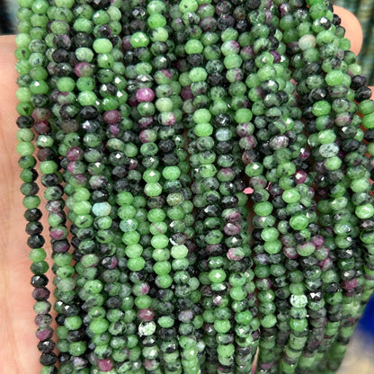 Ruby Zoisite Rondelle Faceted Beads 2x3mm 3x5mm 15''