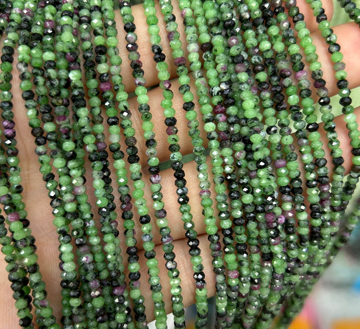 Ruby Zoisite Rondelle Faceted Beads 2x3mm 3x5mm 15''