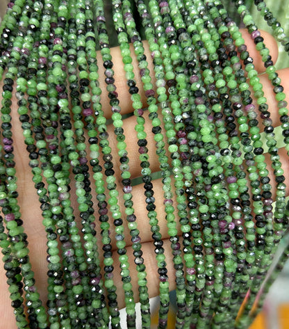 Ruby Zoisite Rondelle Faceted Beads 2x3mm 3x5mm 15''