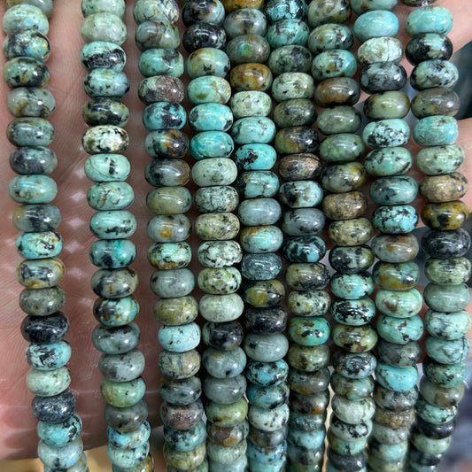 African Turquoise Rondelle Stone Beads 4x6mm  5x8mm 15''