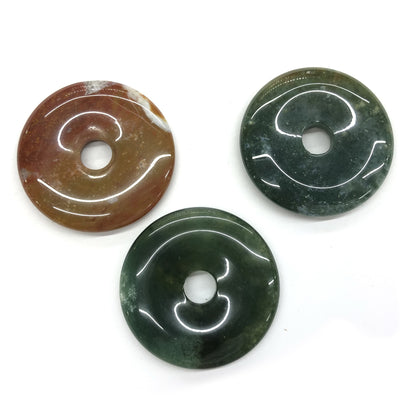 Indian Agate Donut Pendant 30mm 40mm 50mm 1pc