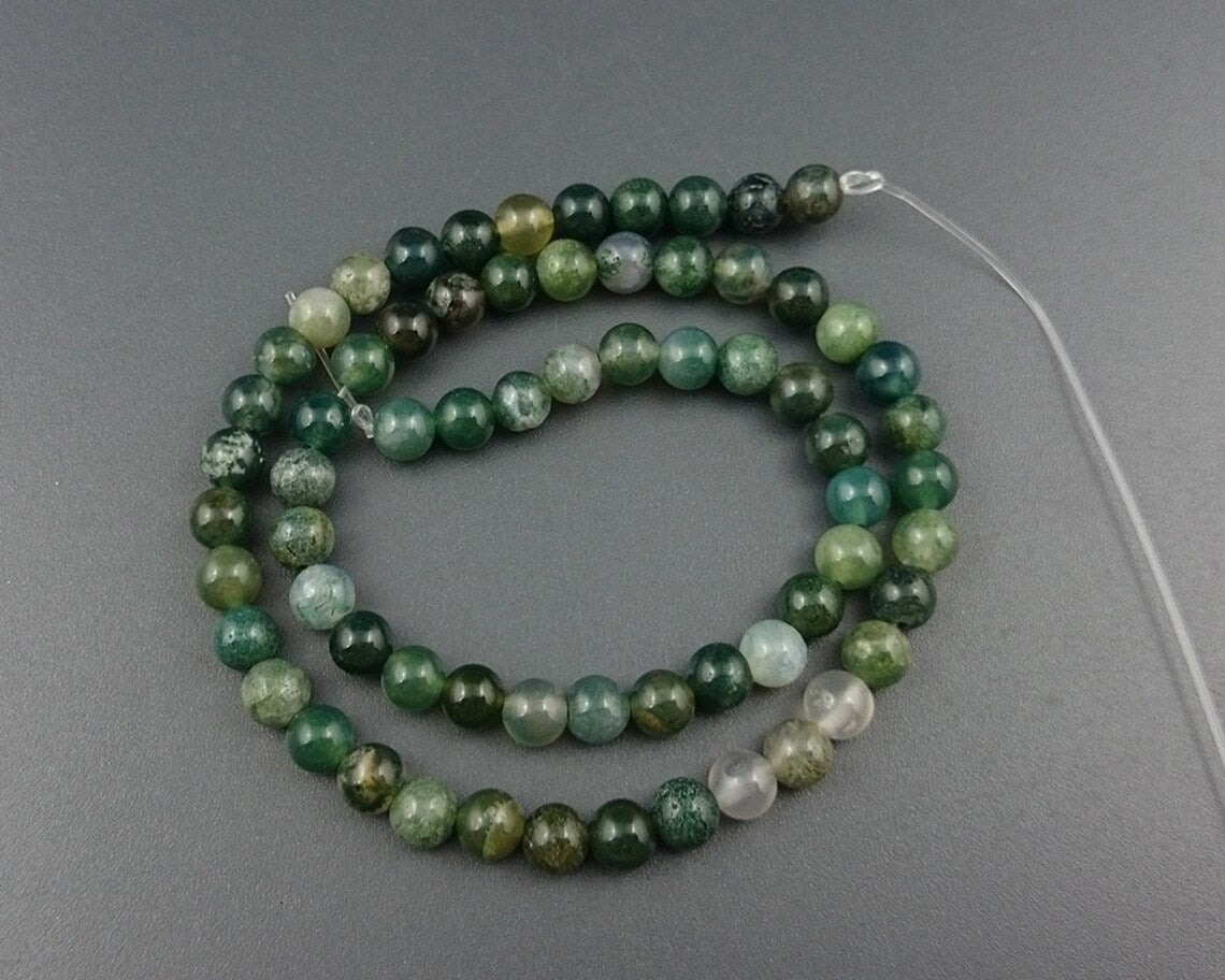 Moss Agate Beads 4mm 6mm 8mm 10mm 12mm 15''