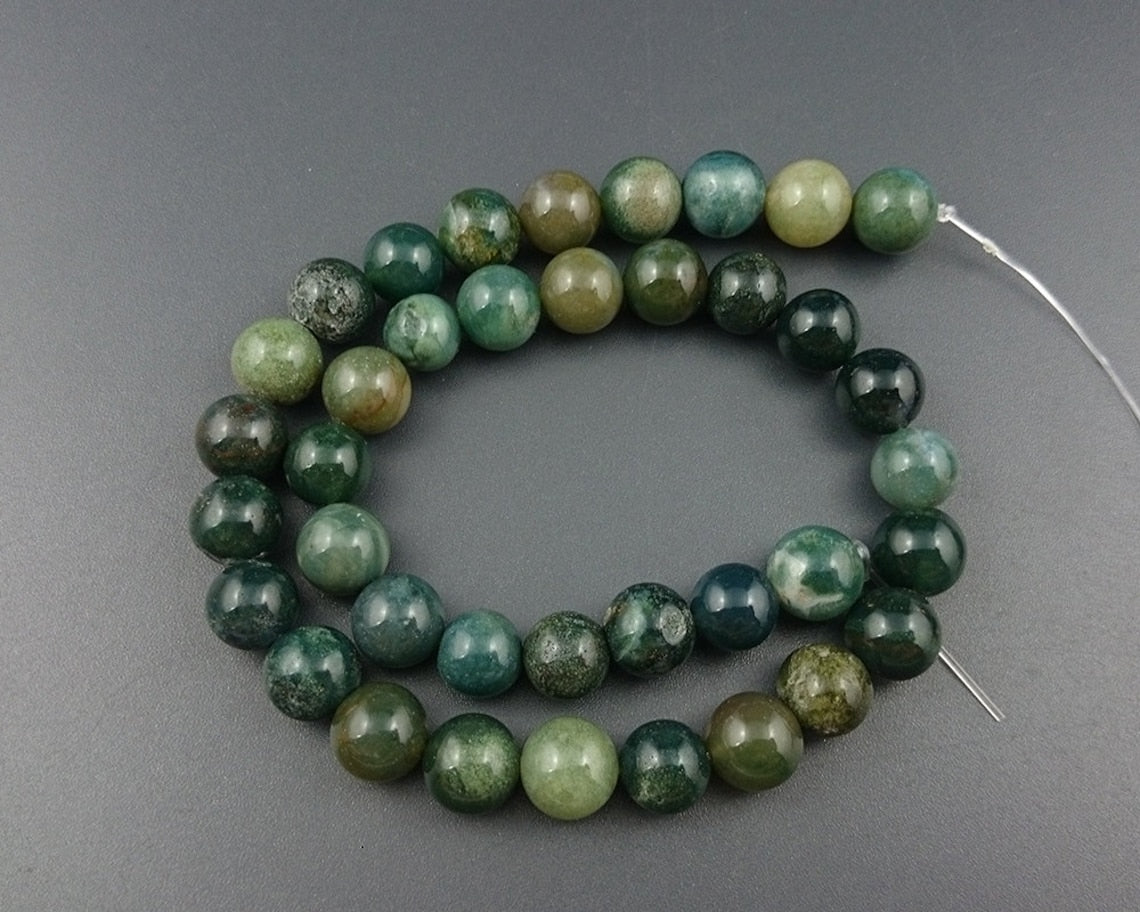 Moss Agate Beads 4mm 6mm 8mm 10mm 12mm 15''