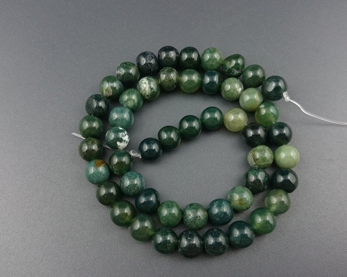 Moss Agate Beads 4mm 6mm 8mm 10mm 12mm 15''