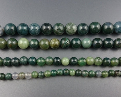 Moss Agate Beads 4mm 6mm 8mm 10mm 12mm 15''