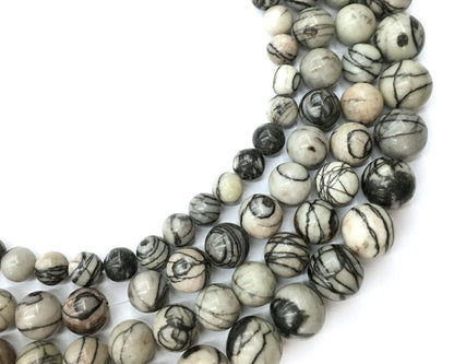 Black Silk Jasper Beads 4mm 6mm 8mm 10mm 12mm 15''