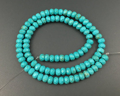 Blue Howlite Turquoise Rondelle Faceted Beads 4x6mm 5x8mm 15''