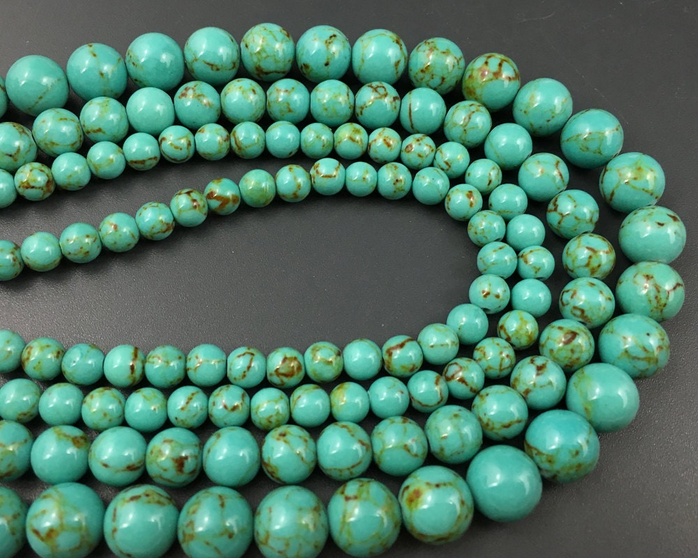 Green Striped Howlite Turquoise Beads 4mm 6mm 8mm 10mm 12mm 15''