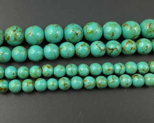 Green Striped Howlite Turquoise Beads 4mm 6mm 8mm 10mm 12mm 15''