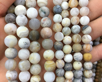 Bamboo Agate Matte Beads 6mm 8mm 10mm 12mm 15''