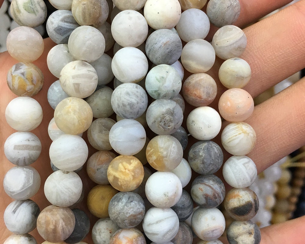 Bamboo Agate Matte Beads 6mm 8mm 10mm 12mm 15''