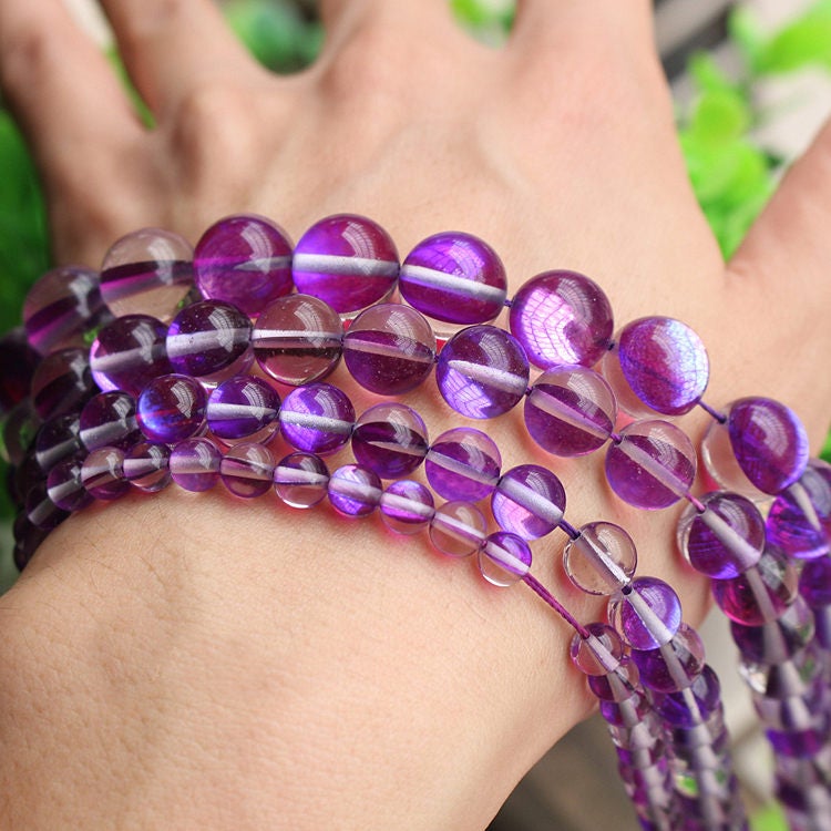 Purple Glass Beads 6mm 8mm 10mm 12mm 15''