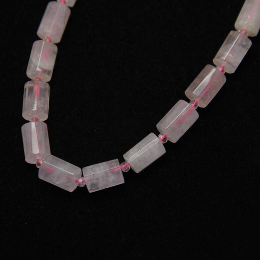 Rose Quartz Tube Beads Natural Gemstone Beads Faceted Beads 10x14mm 15''