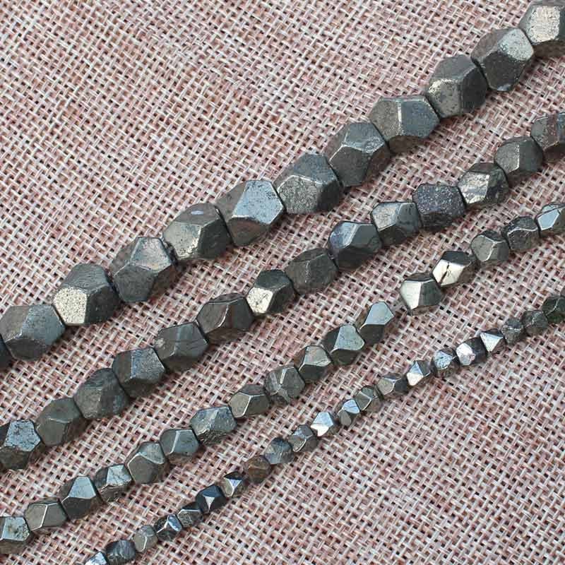 Pyrite Nugget Faceted Beads Natural Gemstone Beads 4mm 6mm 8mm 10mm 15''