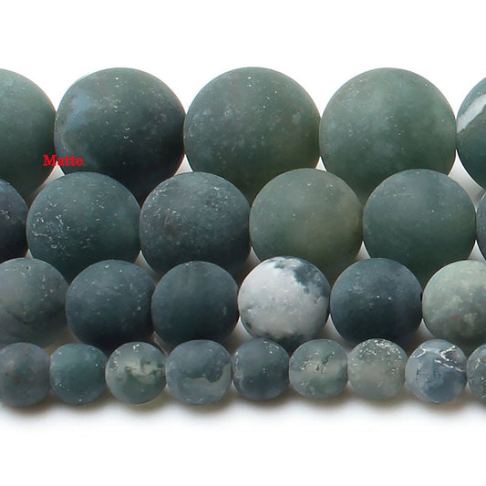 Moss Agate Matte Beads  4mm 6mm 8mm 10mm 12mm 15''