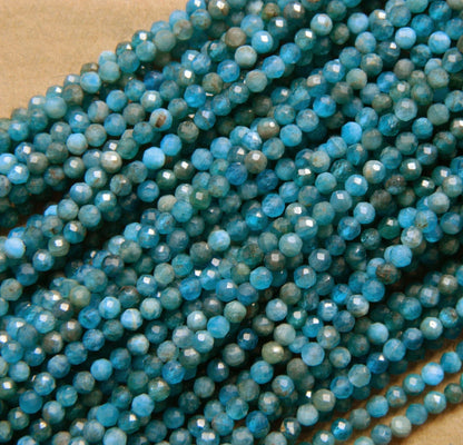 Blue Apatite Faceted Beads  2mm 3mm 4mm 6mm 15''