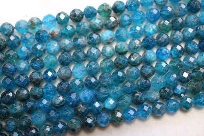 Blue Apatite Faceted Beads  2mm 3mm 4mm 6mm 15''