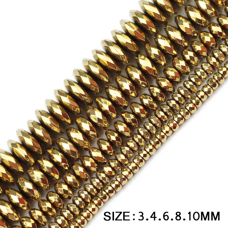 Hematite Rondelle Faceted Beads 2x3mm 2x4mm 3x6mm 3x8mm 3x10mm