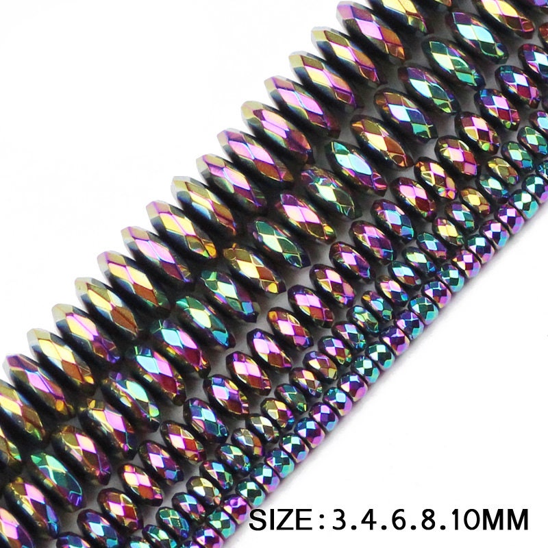 Hematite Rondelle Faceted Beads 2x3mm 2x4mm 3x6mm 3x8mm 3x10mm