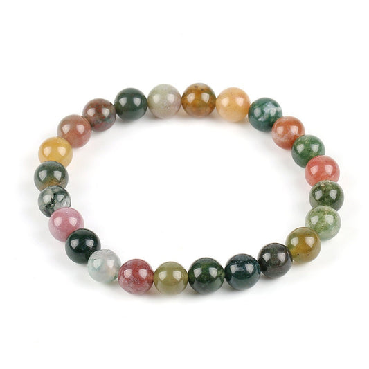 Red Green Indian Agate Stone Bracelet 8''