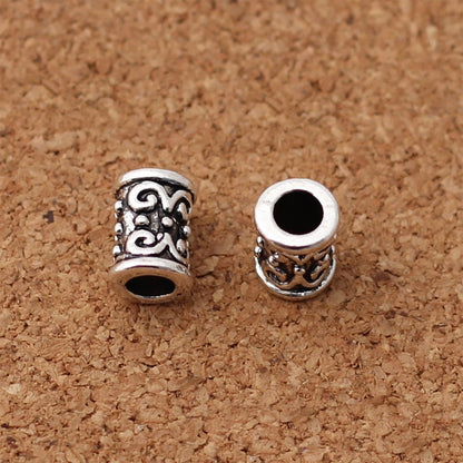 Alloy Spacer Beads Tube Carved Jewelry Findings 7x10mm 50pcs