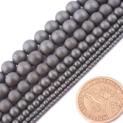 Hematite Matte Beads  2mm 3mm 4mm 6mm 8mm 10mm 15''