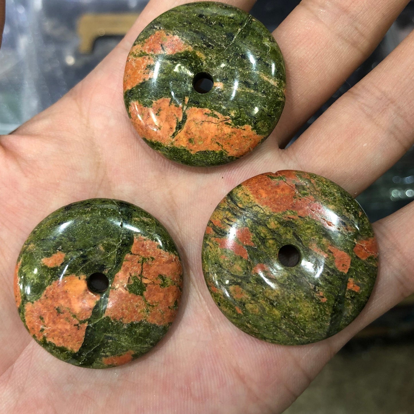 Unakite Donut Pendant 30mm 35mm 1pc