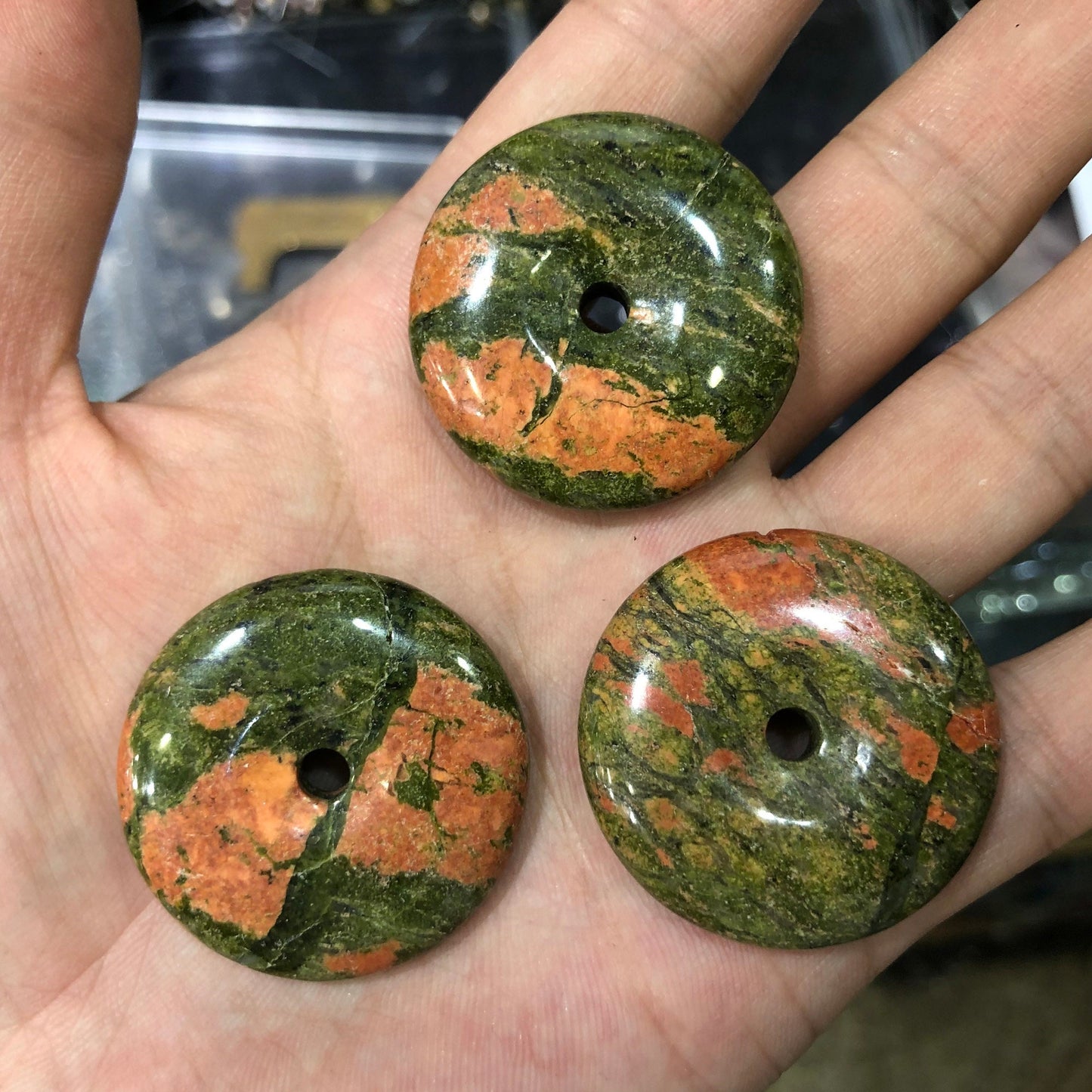 Unakite Donut Pendant 30mm 35mm 1pc