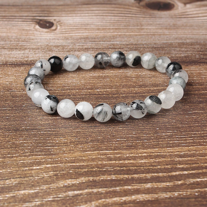 Black Rutilated Quartz Bracelet 8''