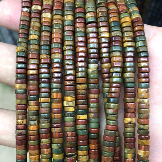 2x4mm Picasso Jasper Rondelle Beads 15''