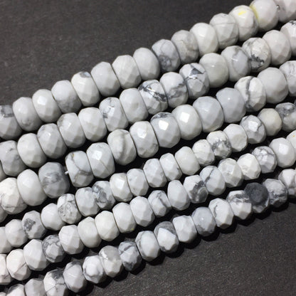 Howlite Rondelle Faceted Beads 4x6mm 5x8mm 15''