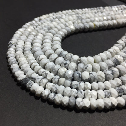 Howlite Rondelle Faceted Beads 4x6mm 5x8mm 15''