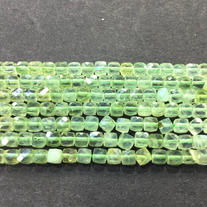 Prehnite Cube Faceted Beads 4mm 15''