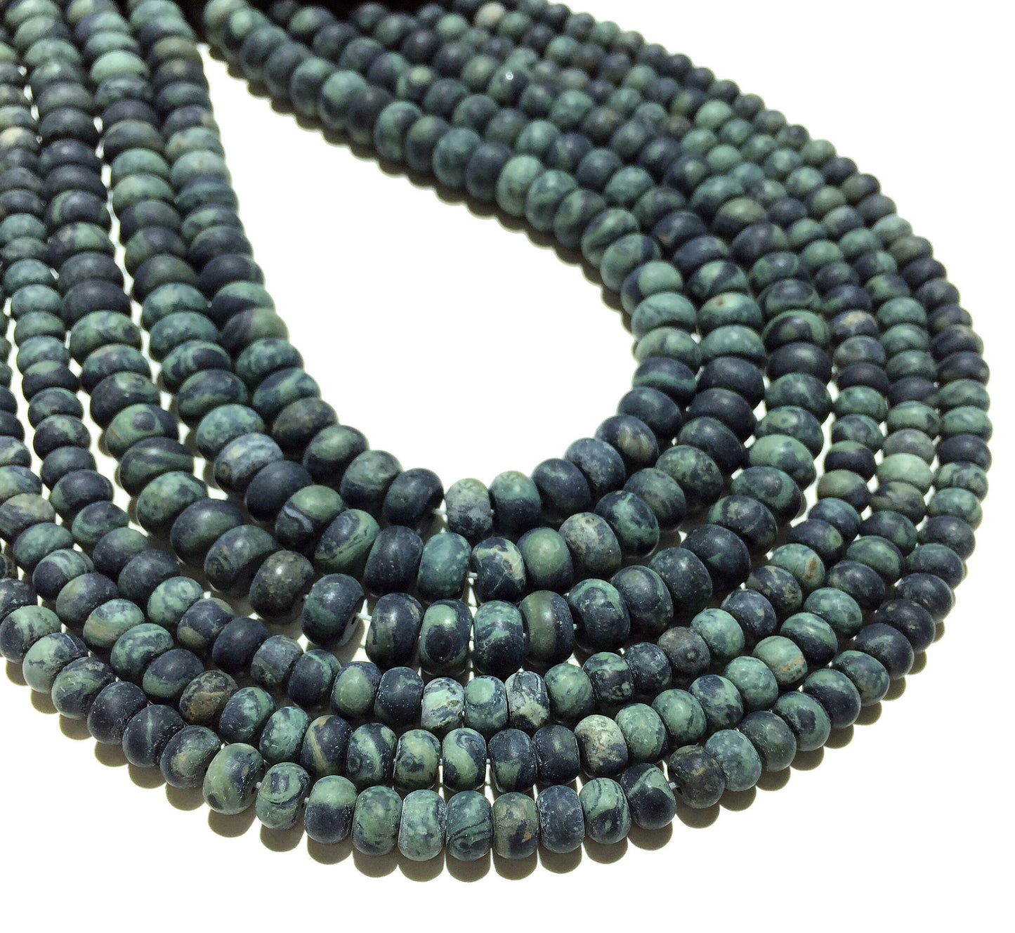 Kambaba Jasper Rondelle Matte Beads 4x6mm 5x8mm 15''