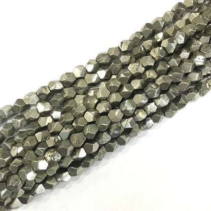 Pyrite Nugget Faceted Beads Natural Gemstone Beads 4mm 6mm 8mm 10mm 15''