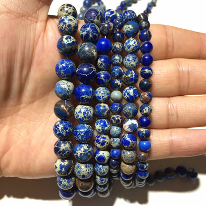 Blue Sea Sediment Imperial Jasper Beads 4mm 6mm 8mm 10mm 15''