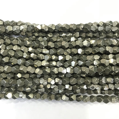 Pyrite Nugget Faceted Beads Natural Gemstone Beads 4mm 6mm 8mm 10mm 15''