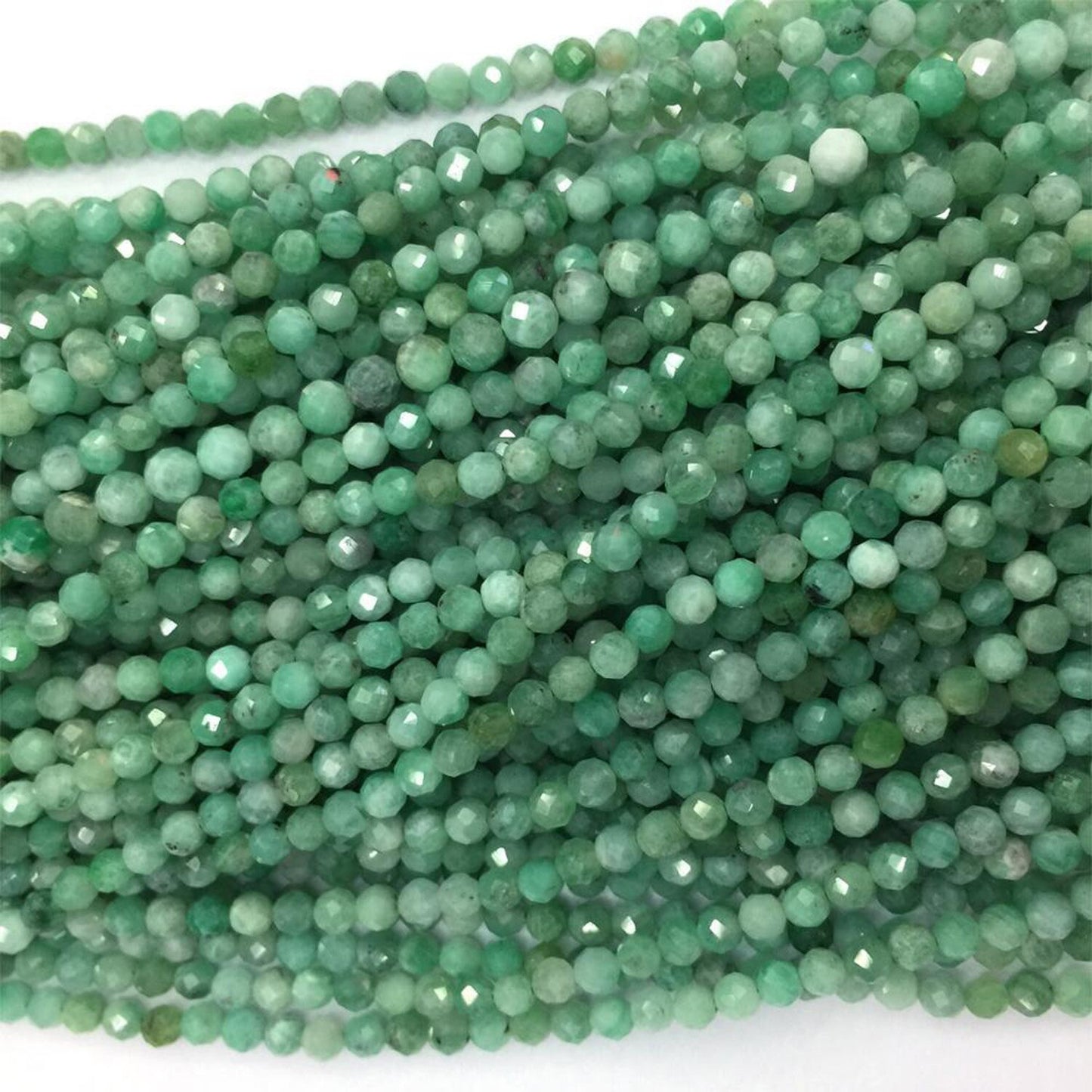 Emerald Faceted Beads  2mm 3mm 15''