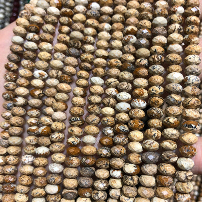 Picture Jasper Rondelle Faceted Beads 4x6mm 15''