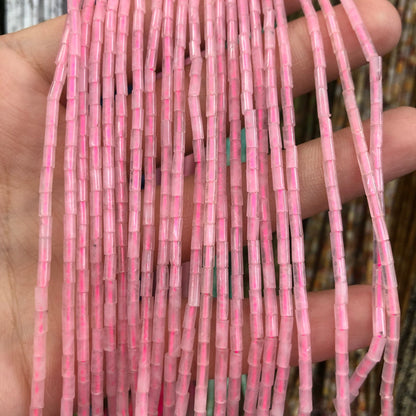 2x4mm Rose Quartz Tube Beads Natural Gemstone Beads