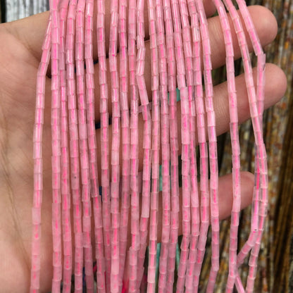 2x4mm Rose Quartz Tube Beads Natural Gemstone Beads