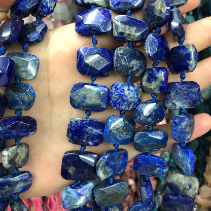 Lapis Lazuli Flat Nugget Faceted Beads 18-25mm 15pcs