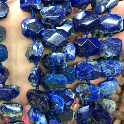 Lapis Lazuli Flat Nugget Faceted Beads 18-25mm 15pcs