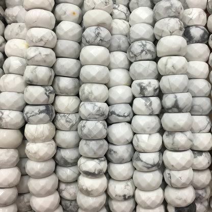 Howlite Rondelle Faceted Beads 4x6mm 5x8mm 15''