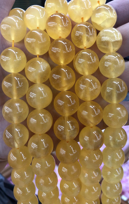 16mm Yellow Calcite Stone Beads 15''