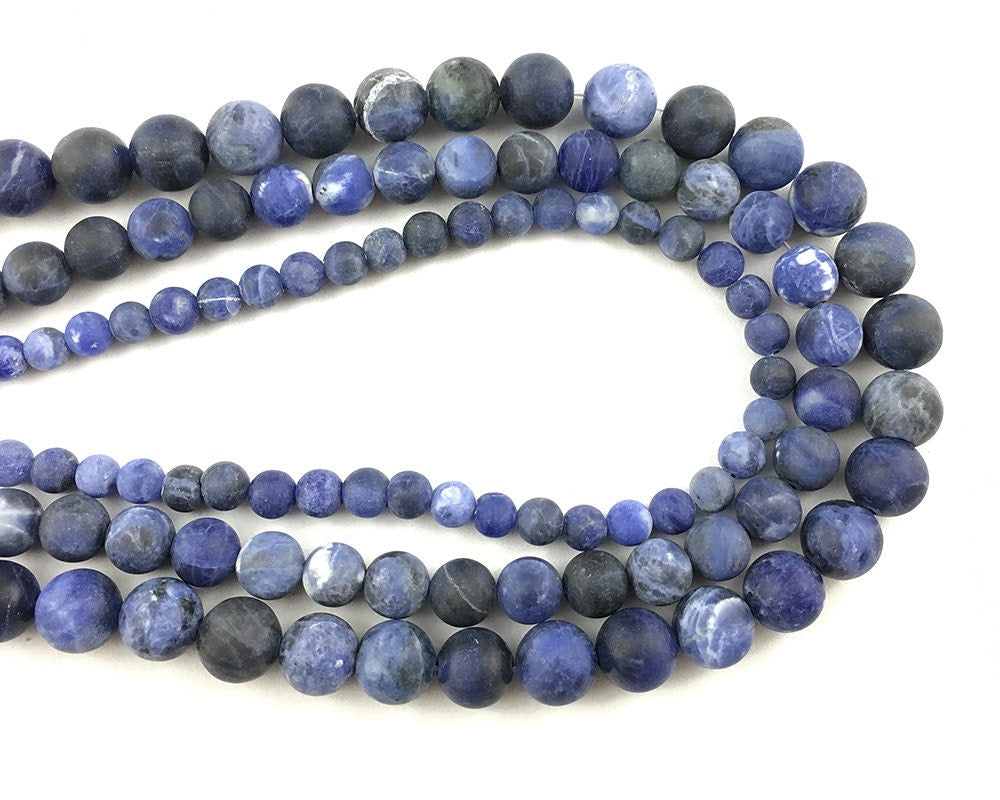 Natural Matte Sodalite Beads, Blue Matte Gemstone Beads, Stone